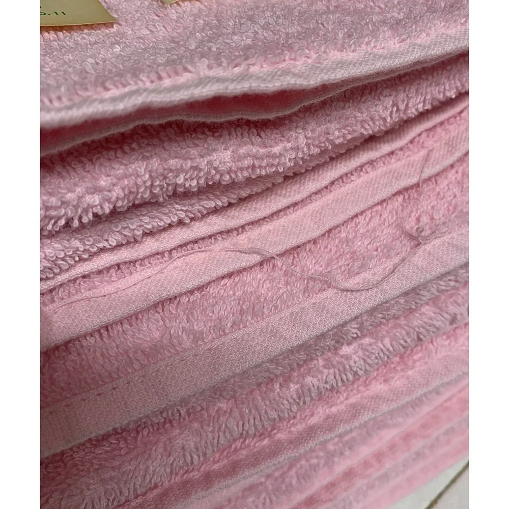 Vintage Reto Pink Plush Terry Cloth 4- Bath Towel Set Made USA 100% Cotton NEW